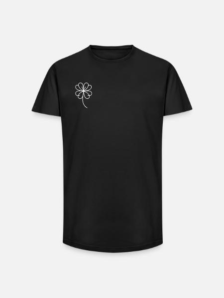 Vierblättriges Kleeblatt One Line Glückssymbol - Long Fit Männer T-Shirt - Schwarz