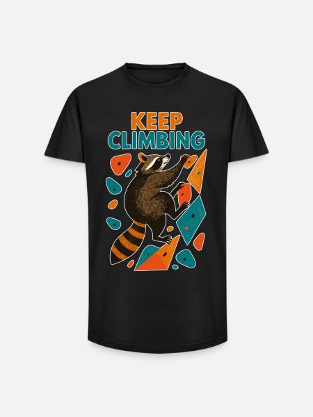 Bouldering Raccoon Keep Climbing Motivation - Long Fit Men's T-Shirt - black