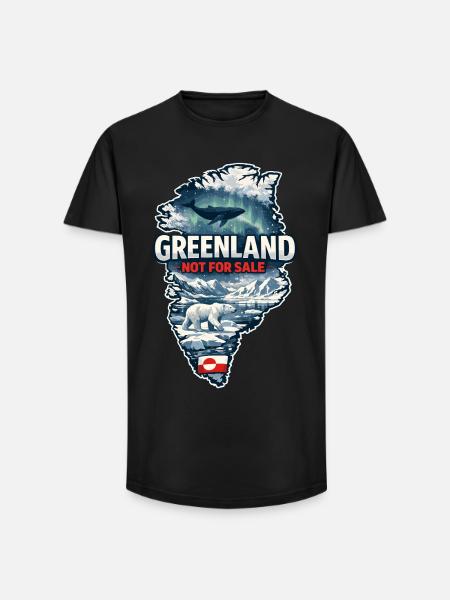 Grønland, Danmark, USA, isdyr, hvalbjørn, sjov - Long fit herre T-shirt - sort