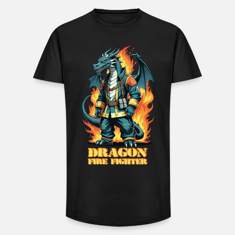 Drachen Feuerwehr - Long Fit Männer T-Shirt - Schwarz