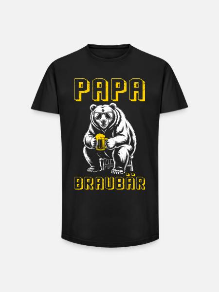 Dad-to-be PAPA BRAUBÄR Funny - Long Fit Men's T-Shirt - black