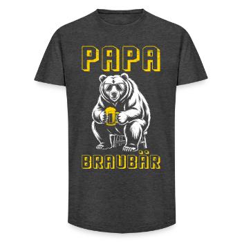 Werdender Vater PAPA BRAUBÄR Lustiges - Long Fit Männer T-Shirt - Anthrazit - Vorne - AI Model Male 185 light (185cm)