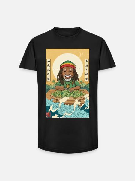 Kawaii Weed Smoker - Long Fit Men's T-Shirt - black