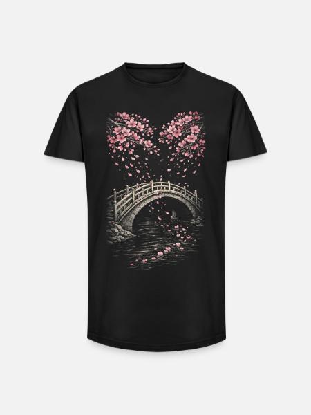 Cherry Blossom Sakura Cherry Blossom - Long Fit Men's T-Shirt - black