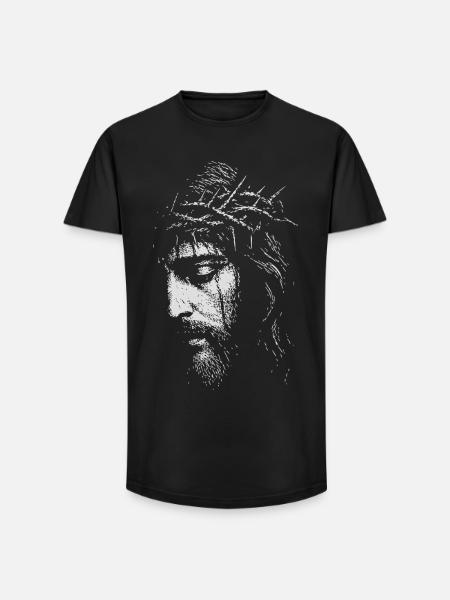Jesus Dornenkrone Portrait - Long Fit Männer T-Shirt - Schwarz