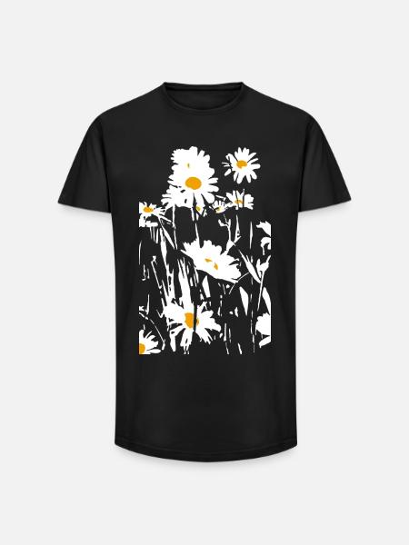 DAISIES - Long Fit Men's T-Shirt - black