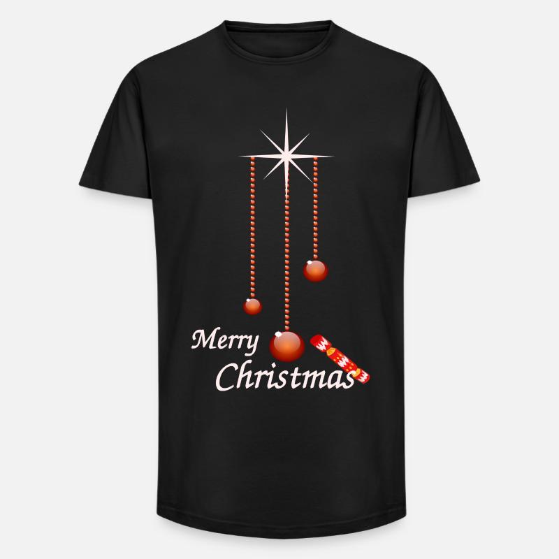 Weihnachtskugeln mit Bonbon - Long Fit Männer T-Shirt - Schwarz