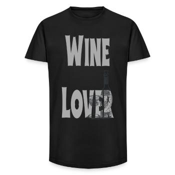 Amant de vin - J'aime le vin - vin rouge - cave - Art - T-shirt coupe longue homme - noir - Devant - AI Model Male 185 light (185cm)