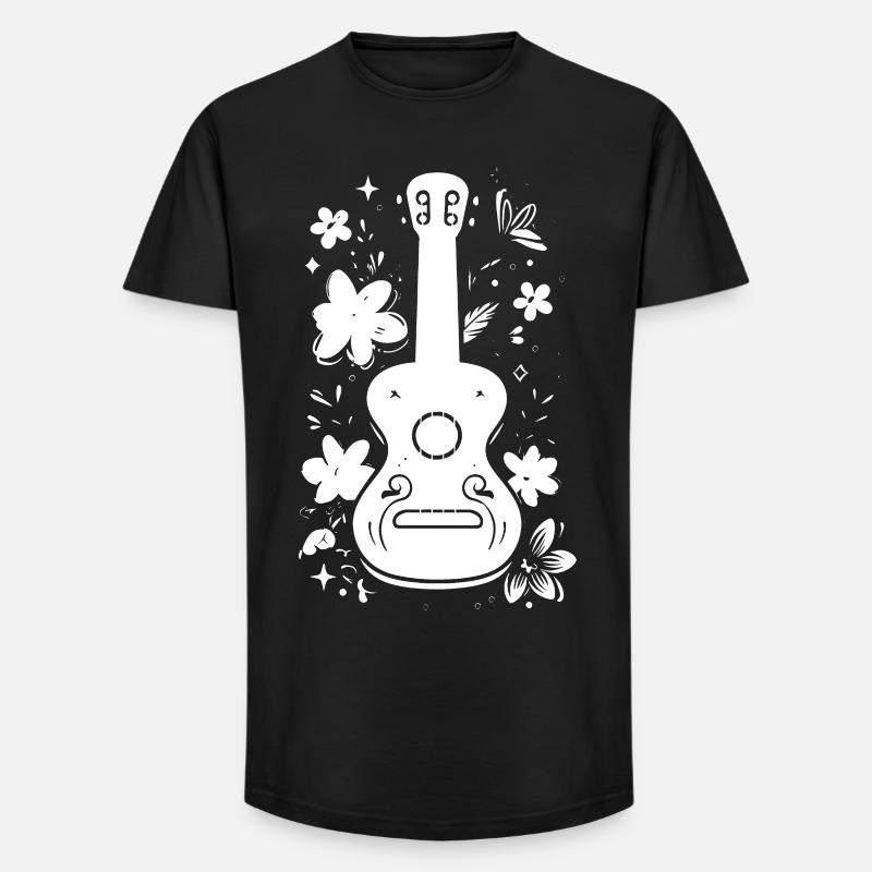 Ukulele Grafik - Long Fit Männer T-Shirt - Schwarz