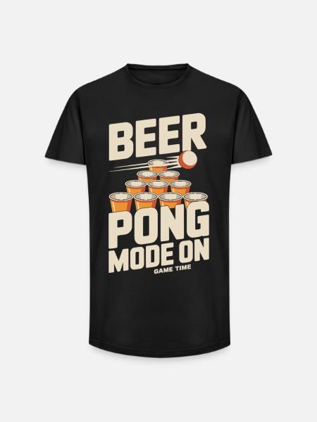 Beer Pong Mode On Shirt - Long Fit Männer T-Shirt - Schwarz