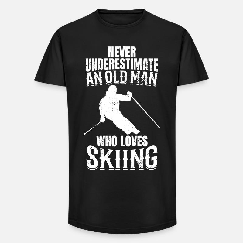 Skifahrer Opa - Long Fit Männer T-Shirt - Schwarz