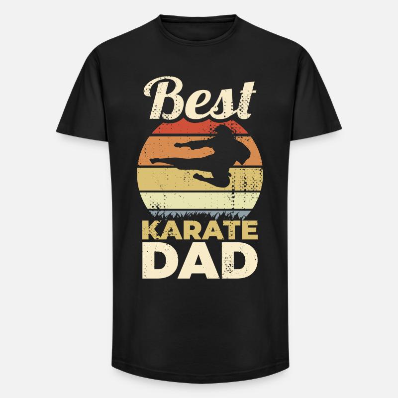 Bester Karate Papa - Long Fit Männer T-Shirt - Schwarz