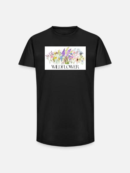 Blumenwiese Aquarell-Design - Long Fit Männer T-Shirt - Schwarz