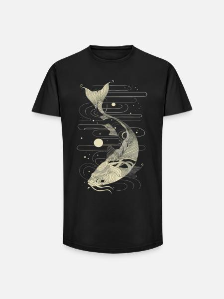 Fish Graphic - Long Fit Men's T-Shirt - black