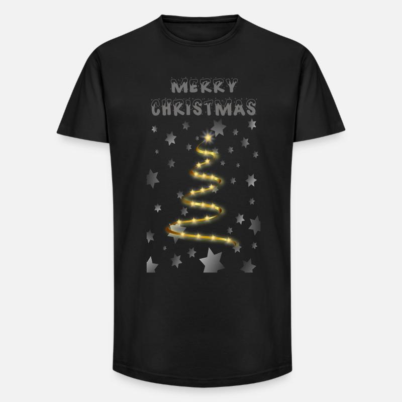 Goldener Weihnachtsbaum - Long Fit Männer T-Shirt - Schwarz