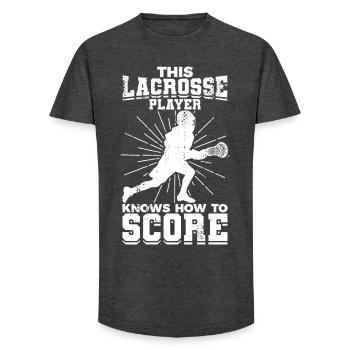 Lacrosse Boy - Long Fit Men's T-Shirt - charcoal grey - Front - AI Model Male 185 light (185cm)