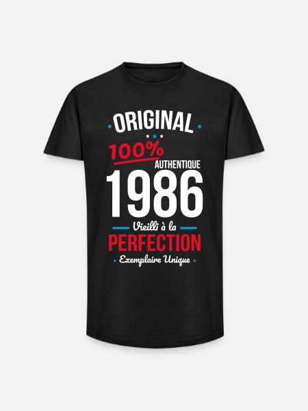 1986 – Original – Exemplaire unique - T-shirt coupe longue homme - noir