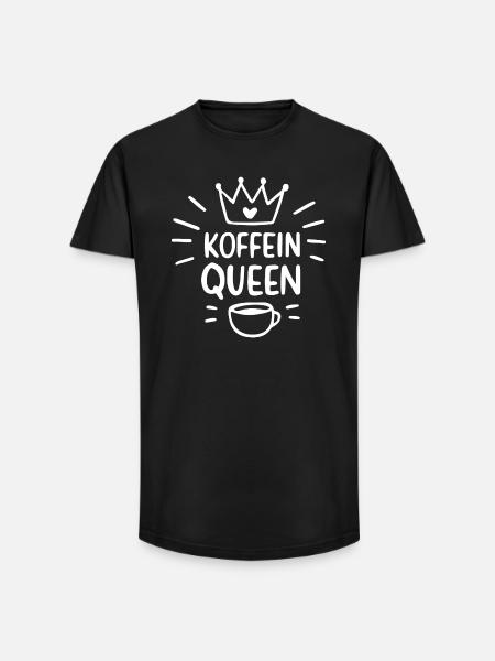 Koffein Queen: Krone und Kaffee - Long Fit Männer T-Shirt - Schwarz