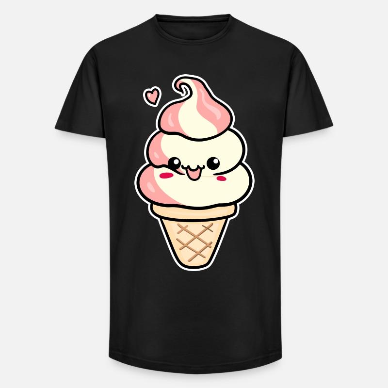 Cartoon Eiscreme - Long Fit Männer T-Shirt - Schwarz