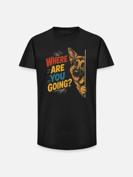 Neugieriger Hund, lustiger Blick - Long Fit Männer T-Shirt - Schwarz
