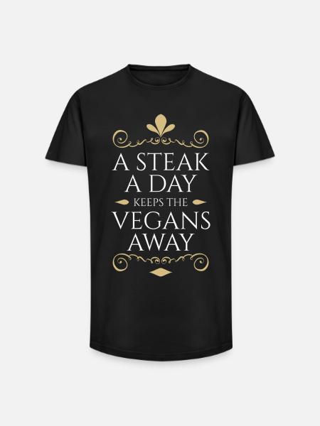 Anti Vegan Fancy Steak Gold - Long Fit Men's T-Shirt - black