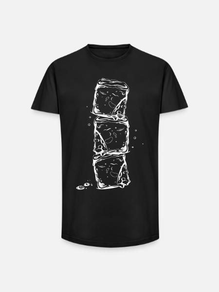 Glaçons et gouttes d'eau - T-shirt coupe longue homme - noir