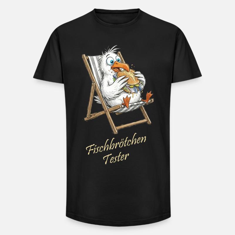 Fischbrötchen Tester Cartoon - Long Fit Männer T-Shirt - Schwarz