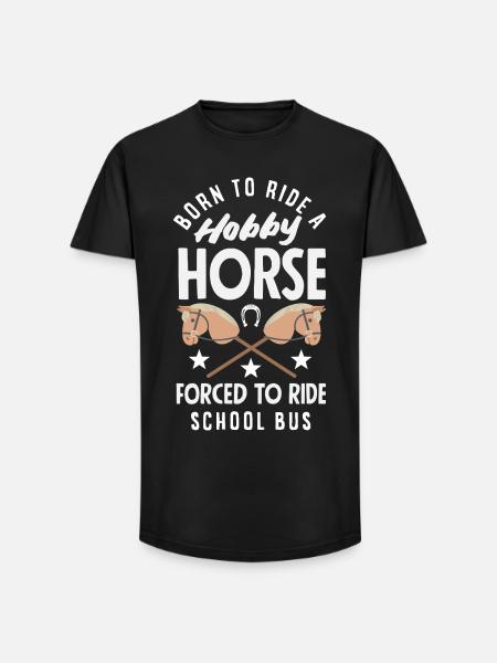 Hobby Horse School Bus Riding - Long Fit Men's T-Shirt - black