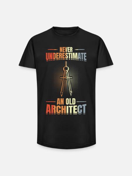 Never underestimate an old architect - Long Fit Men's T-Shirt - black