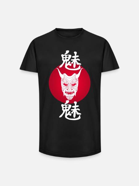 White Demon and Red Sun - Long Fit Men's T-Shirt - black