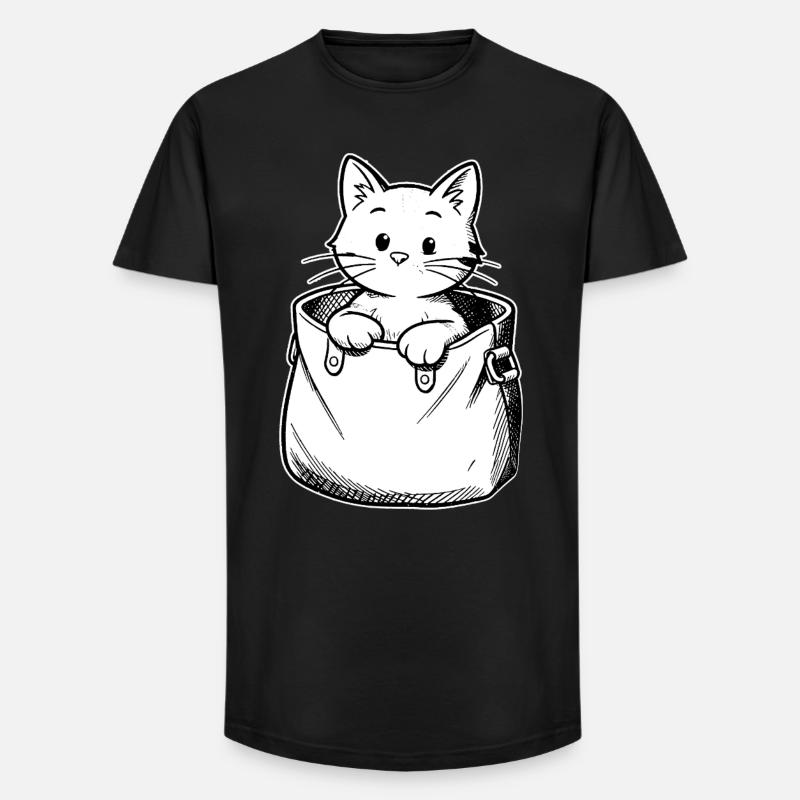 Kätzchen im Beutel Illustration - Long Fit Männer T-Shirt - Schwarz