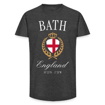 Bath England Coat of Arms Crown – Travel Souvenir - Long Fit Men's T-Shirt - charcoal grey - Front - AI Model Male 185 light (185cm)