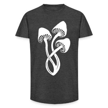 White mushroom trio - Long Fit Men's T-Shirt - charcoal grey - Front - AI Model Male 185 light (185cm)