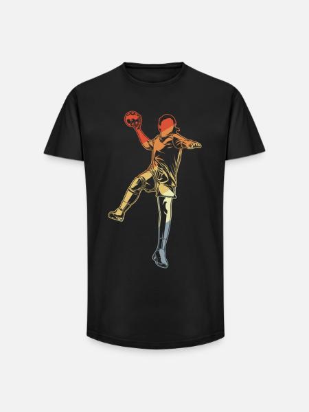 Handball fille look rétro - T-shirt coupe longue homme - noir