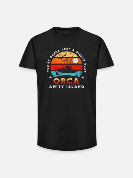 Orca - Île Amity - T-shirt coupe longue homme - noir