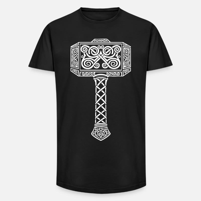 Mjölnir Thors Hammer Wikinger-Maskottchen - Long Fit Männer T-Shirt - Schwarz