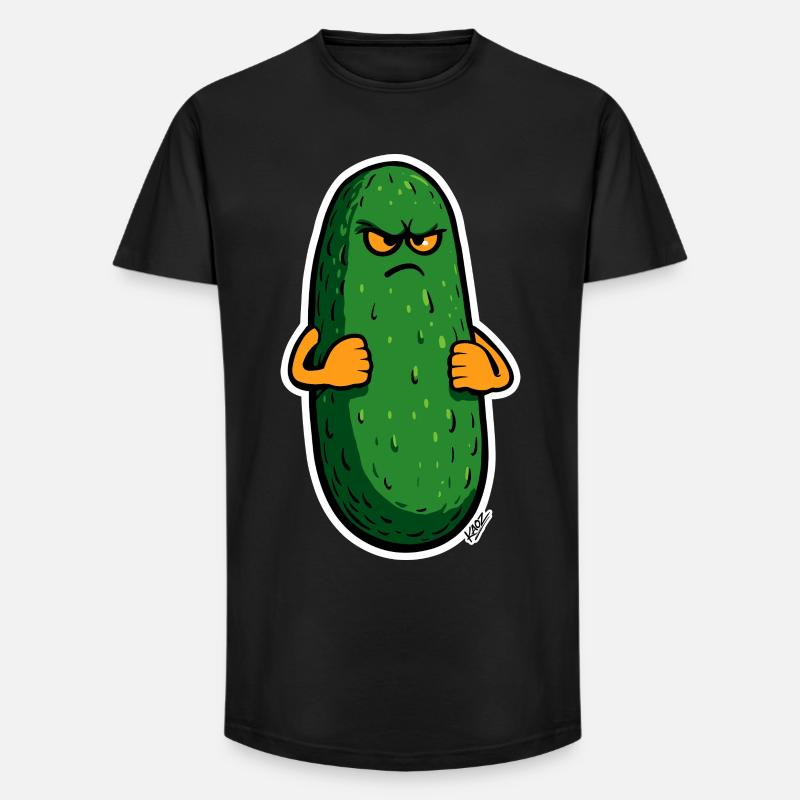 Grumpy Pickle Mascot - Long Fit Men's T-Shirt - black