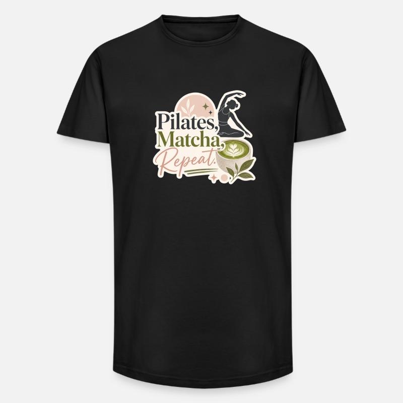 Pilates - Matcha - Repeat - Long Fit Men's T-Shirt - black