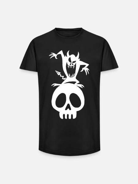 Skull and white demon - Long Fit Men's T-Shirt - black