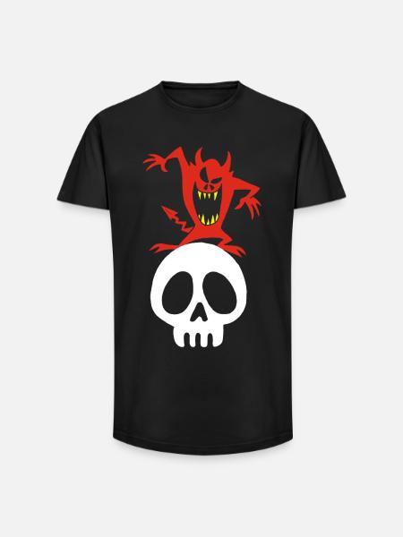 Schädel und Dämon - Long Fit Männer T-Shirt - Schwarz