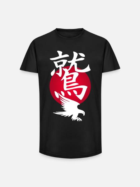 White Eagle and Red Sun - Long Fit Men's T-Shirt - black