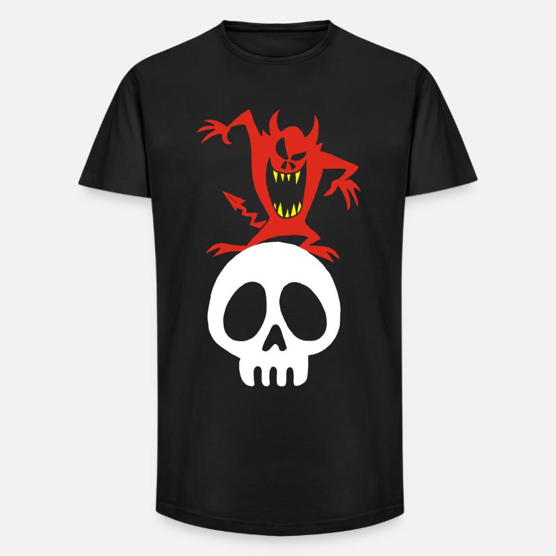 Dämon auf einem Schädel - Long Fit Männer T-Shirt - Schwarz