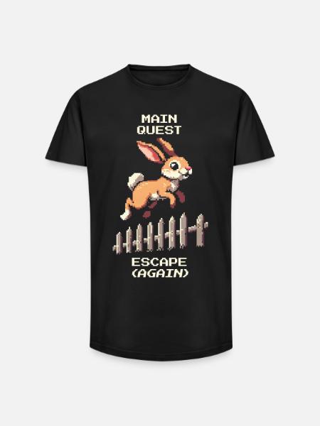 Main Quest Escape | Hasen Ausbruchswitz - Long Fit Männer T-Shirt - Schwarz