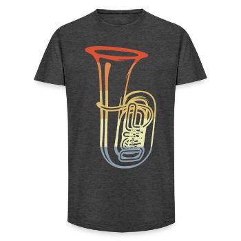 Vintage Tuba Drawing - Long Fit Men's T-Shirt - charcoal grey - Front - AI Model Male 185 light (185cm)