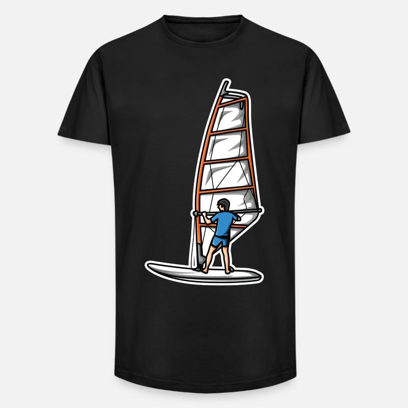Lustiger Windsurfer Junge - Long Fit Männer T-Shirt - Schwarz