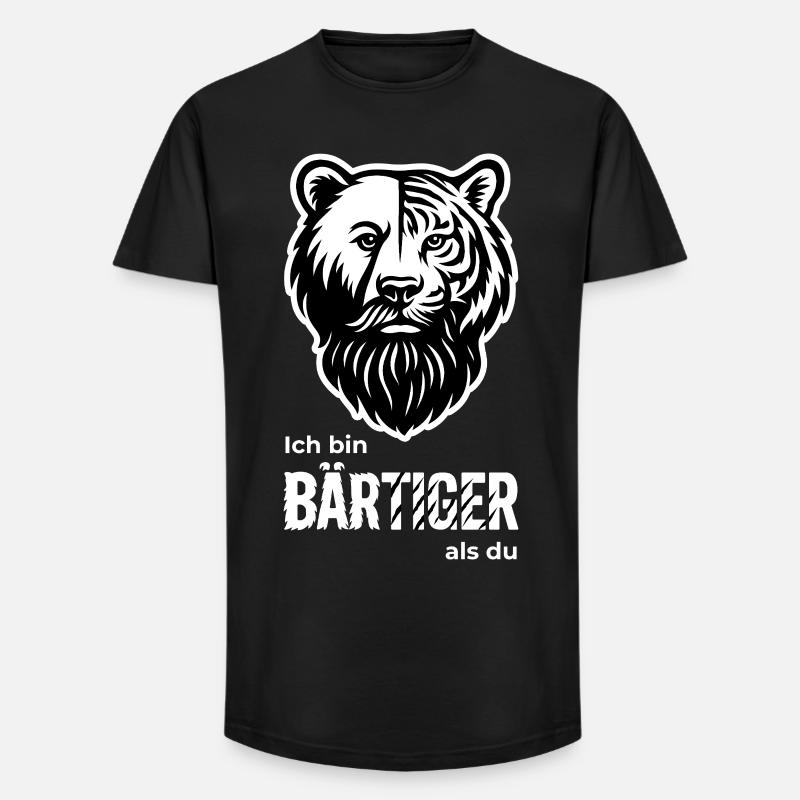 BEARDED Bear & Tiger Beard Pun - Long Fit Men's T-Shirt - black