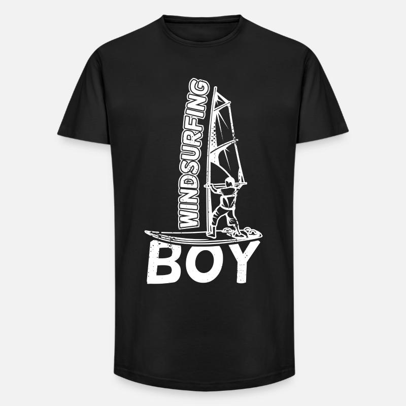 Lustiger Windsurfer Junge - Long Fit Männer T-Shirt - Schwarz