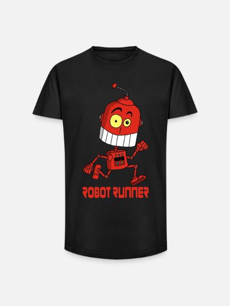 The running robot - Long Fit Men's T-Shirt - black