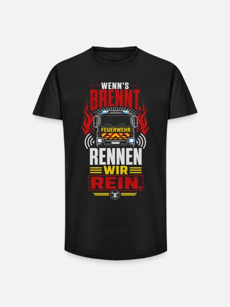 Feuerwehr - Long Fit Männer T-Shirt - Schwarz