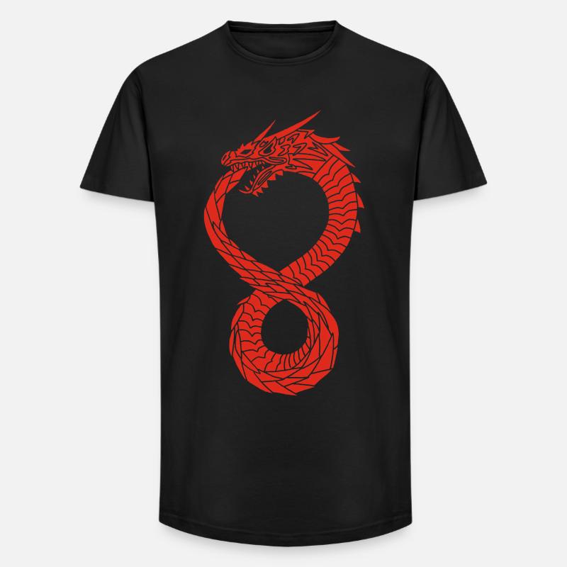 Roter unendlicher Drache - Long Fit Männer T-Shirt - Schwarz